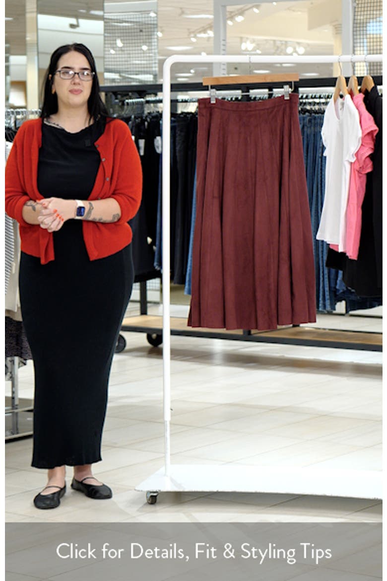 Panelled Pintuck Faux Suede Midi Skirt video