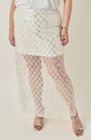 Endless Rose Embellished Mesh Maxi Skirt
