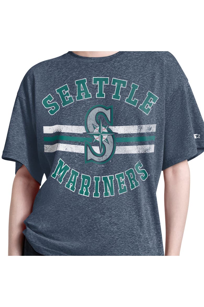 Women's Starter  Navy Seattle Mariners Jump Shot Boyfriend Tri-Blend T-Shirt, Alternate, color, Navy