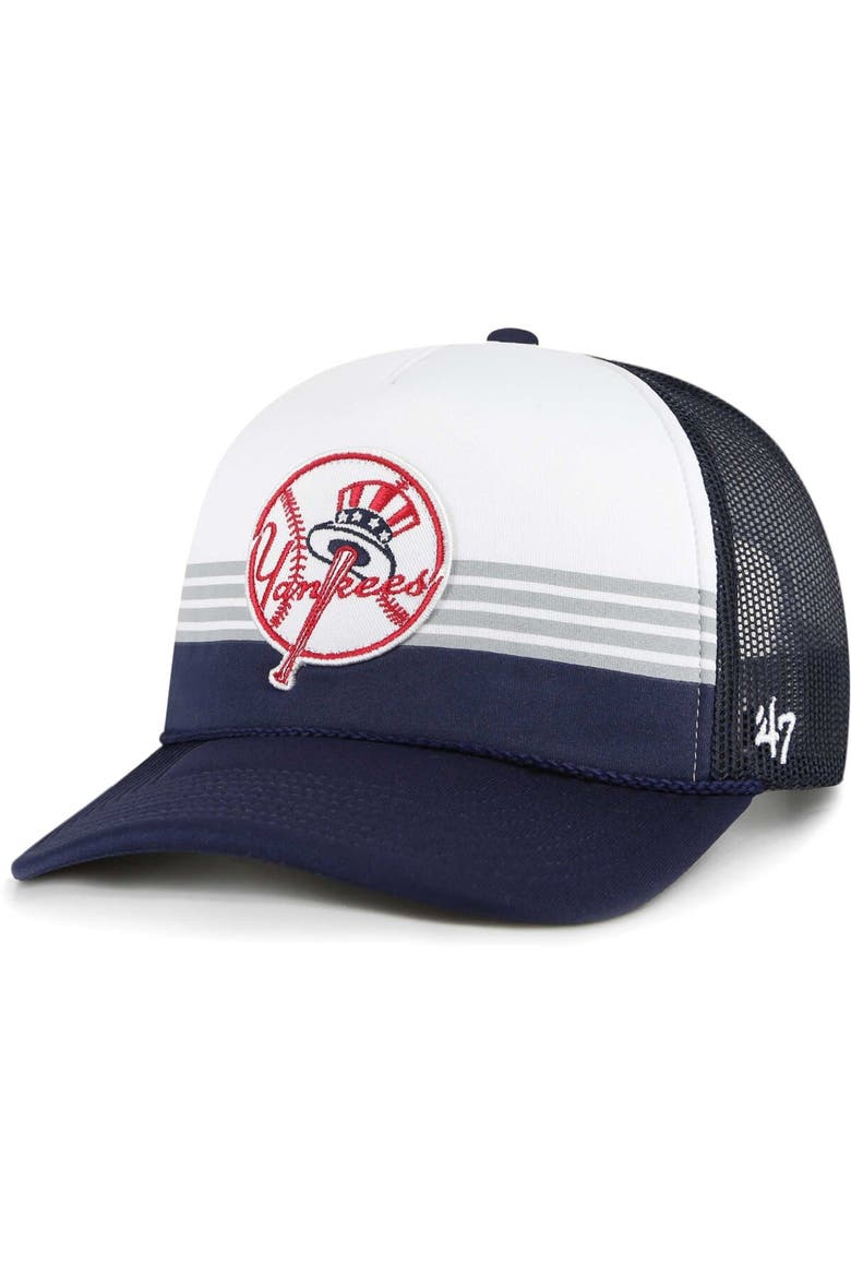 Men's '47 Navy New York Yankees Lift Off Foam Front Mesh Trucker Adjustable Hat, Main, color, Navy