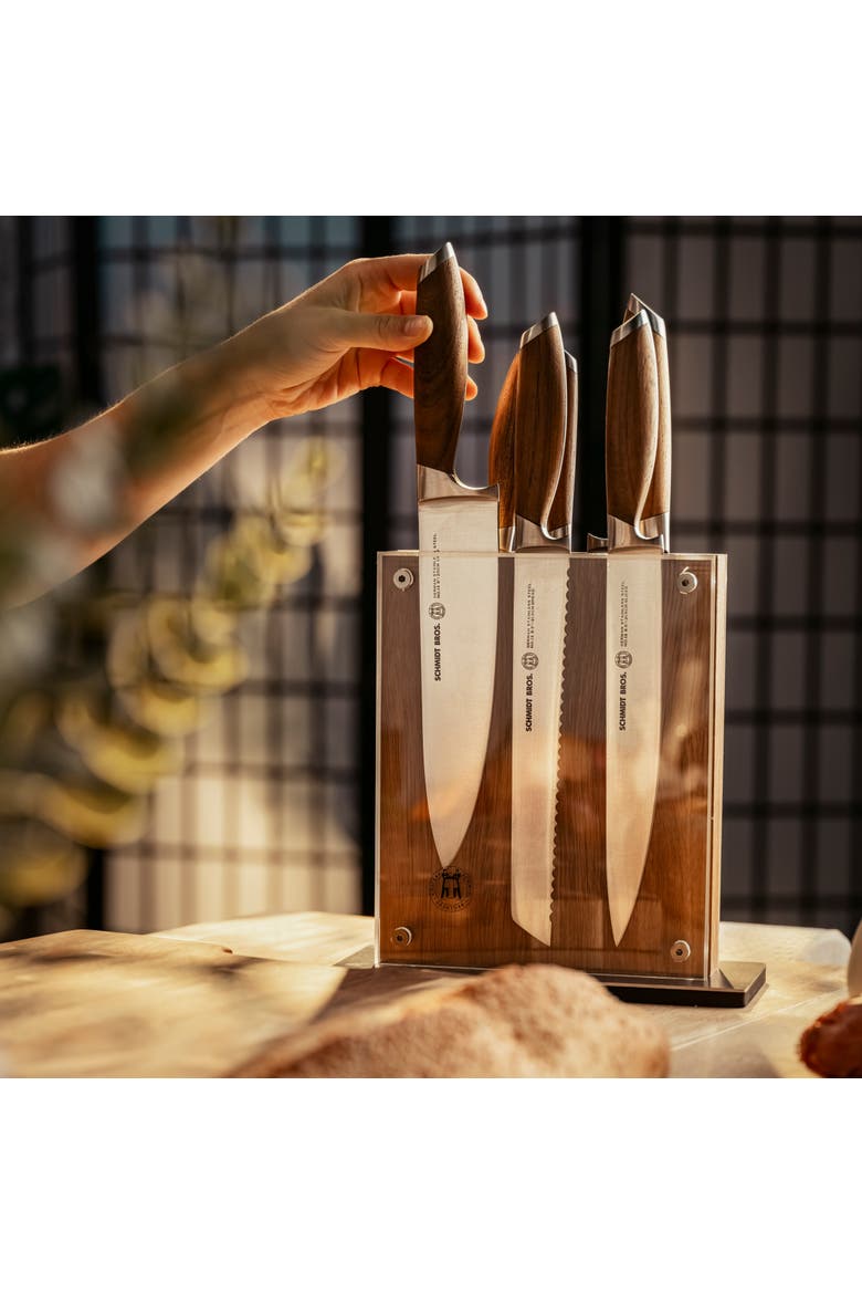 Bonded Teak 7-Piece Knife Block Set, Alternate, color, Brown