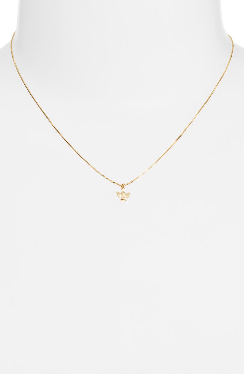 Set & Stones Bee Pendant Necklace, Alternate, color, Gold