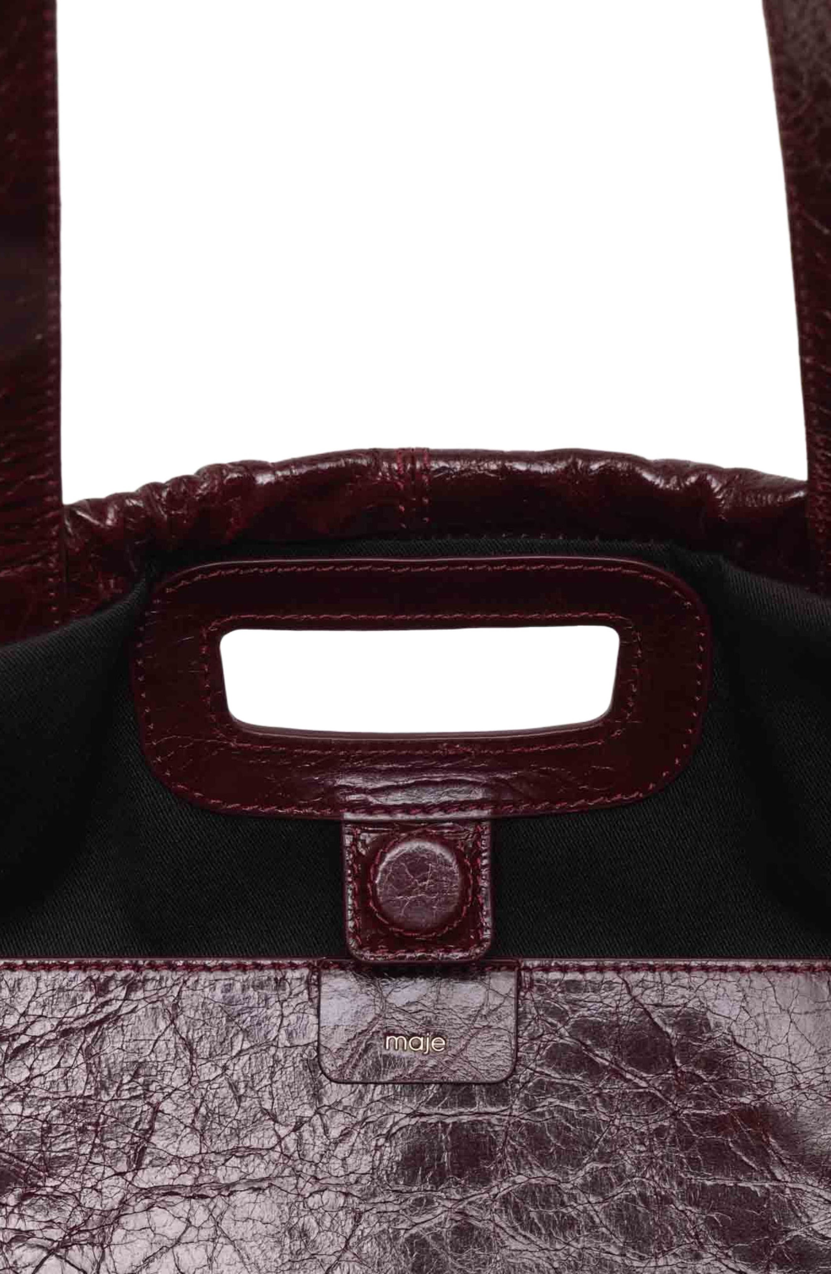 Crackled leather M Tote bag, Alternate, color, Burgundy