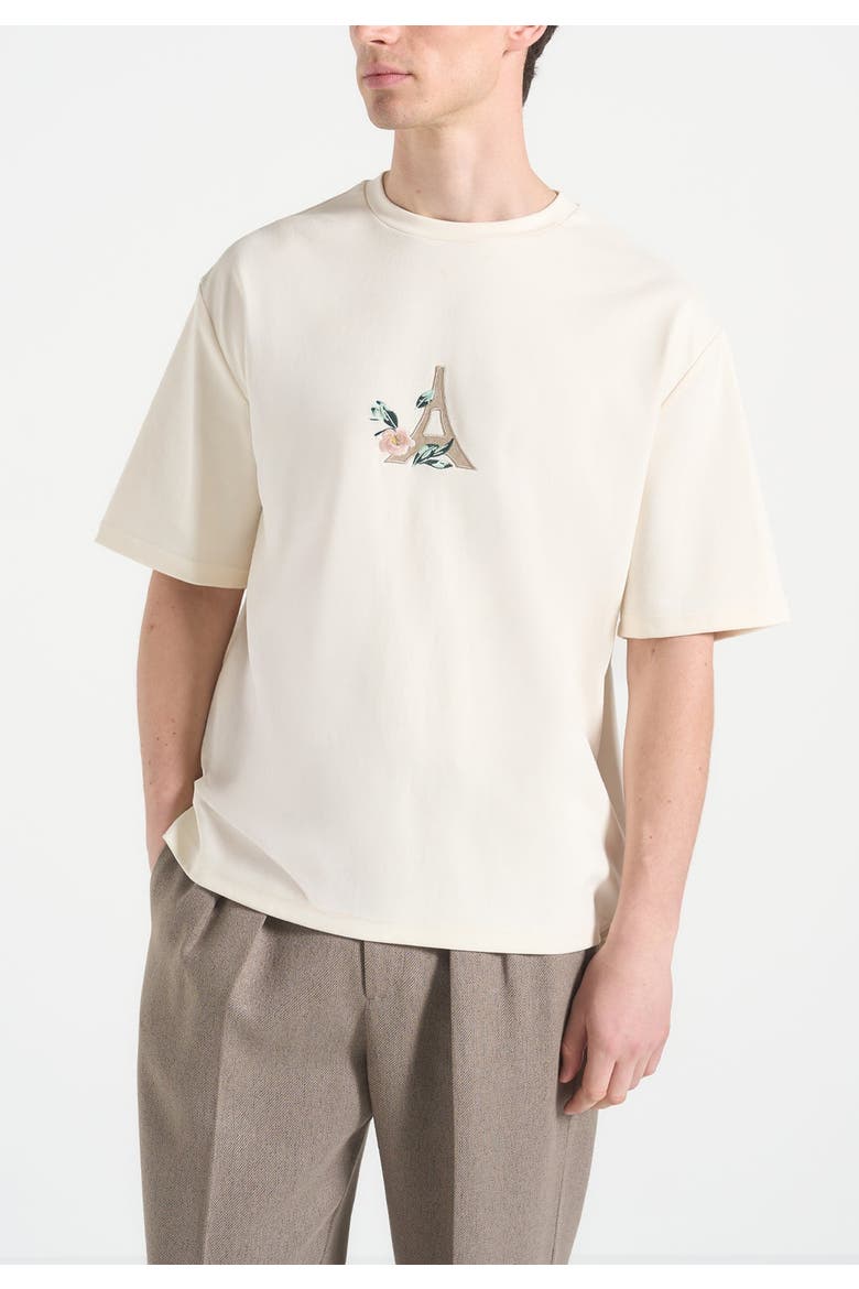 Thierry Floral Eiffel Cotton T-Shirt, Alternate, color, Cream