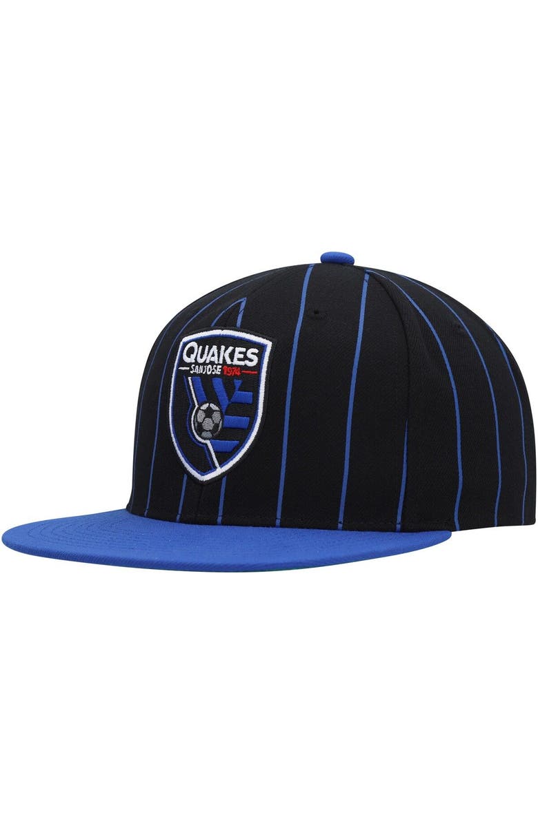 Mitchell & Ness Men's Mitchell & Ness Black San Jose Earthquakes Team Pin Snapback Hat, Alternate, color, 