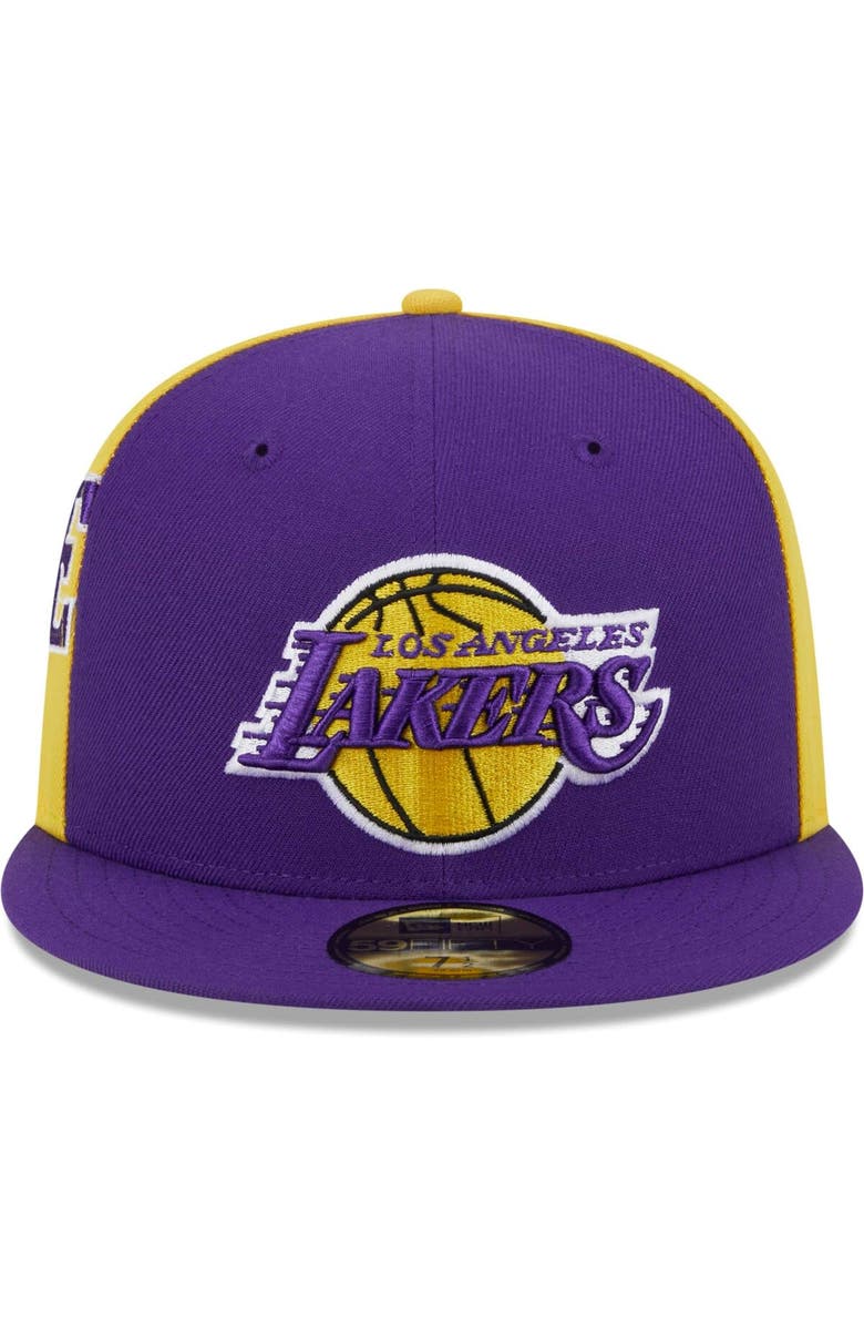 New Era Men's New Era Purple/Gold Los Angeles Lakers Gameday Wordmark 59FIFTY Fitted Hat, Alternate, color, Purple