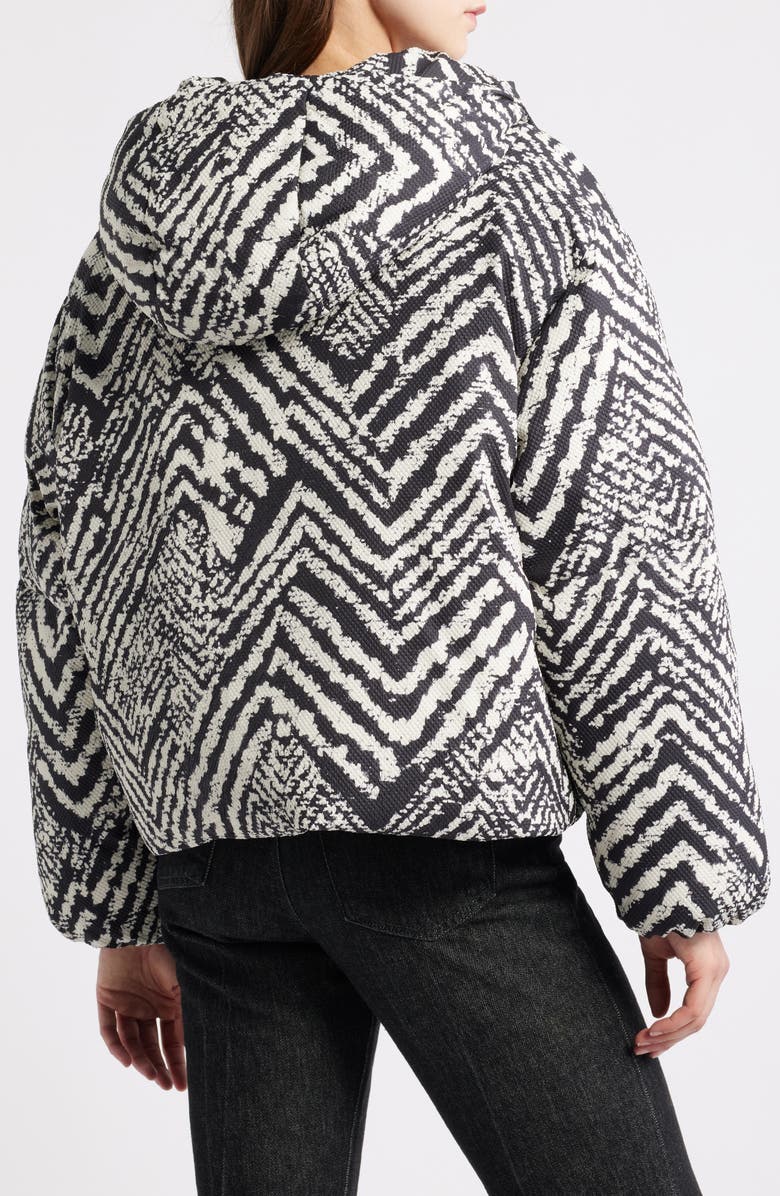 BOSS Paffia Herringbone Hooded Coat, Alternate, color, Monochrome Herringbone