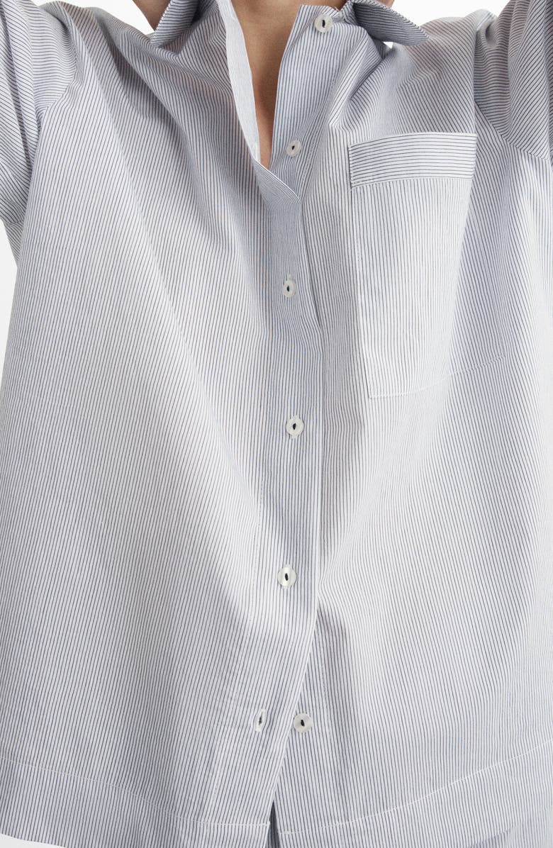 MANGO Stripe Cotton Blend Pajama Top, Alternate, color, White