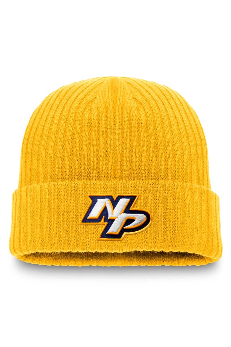 Men's Fanatics Gold Nashville Predators Component Cuffed Knit Hat, Main, color, Gold