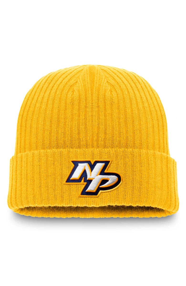 FANATICS Men's Fanatics Gold Nashville Predators Component Cuffed Knit Hat, Main, color, Gold