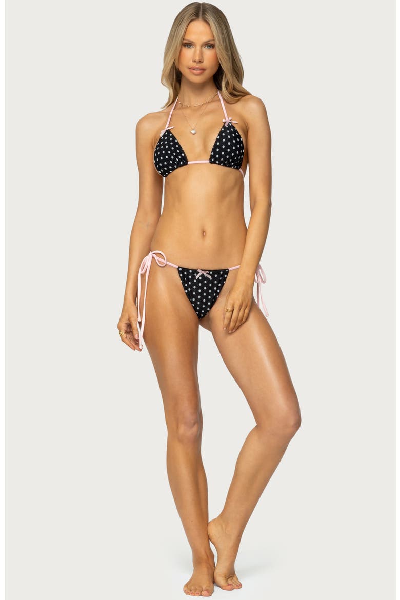 Leigh Polka Dot Triangle Bikini Top, Alternate, color, BLACK-AND-WHITE