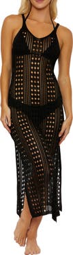 Isabella Rose Tuscany Sheer Open Stitch Midi Cover-Up Dress