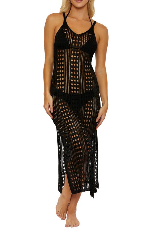Isabella Rose Tuscany Sheer Open Stitch Midi Cover-up Dress In Black