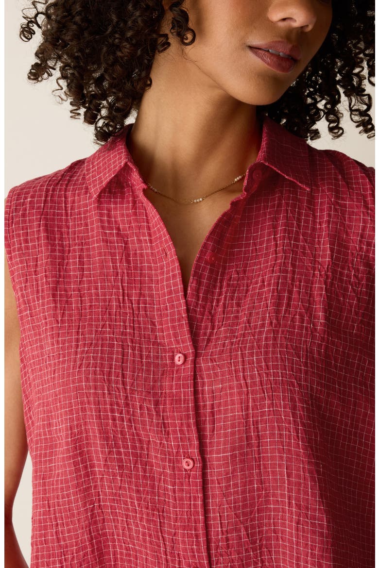 Sleeveless Organic Linen Shirt, Alternate, color, GRENADINE