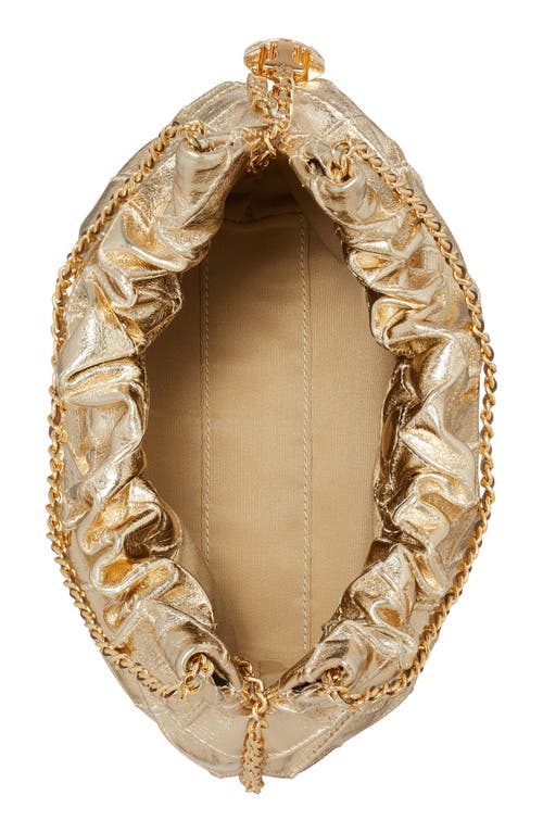 Tory Burch Mini Fleming Metallic Leather Hobo Bag In Gold