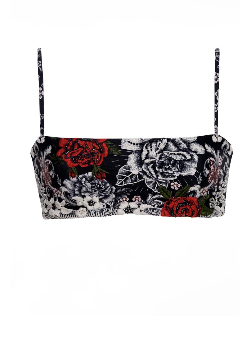 Brietta Thorn Embroidered Bikini Top, Alternate, color, BLACK MULTICOLOR