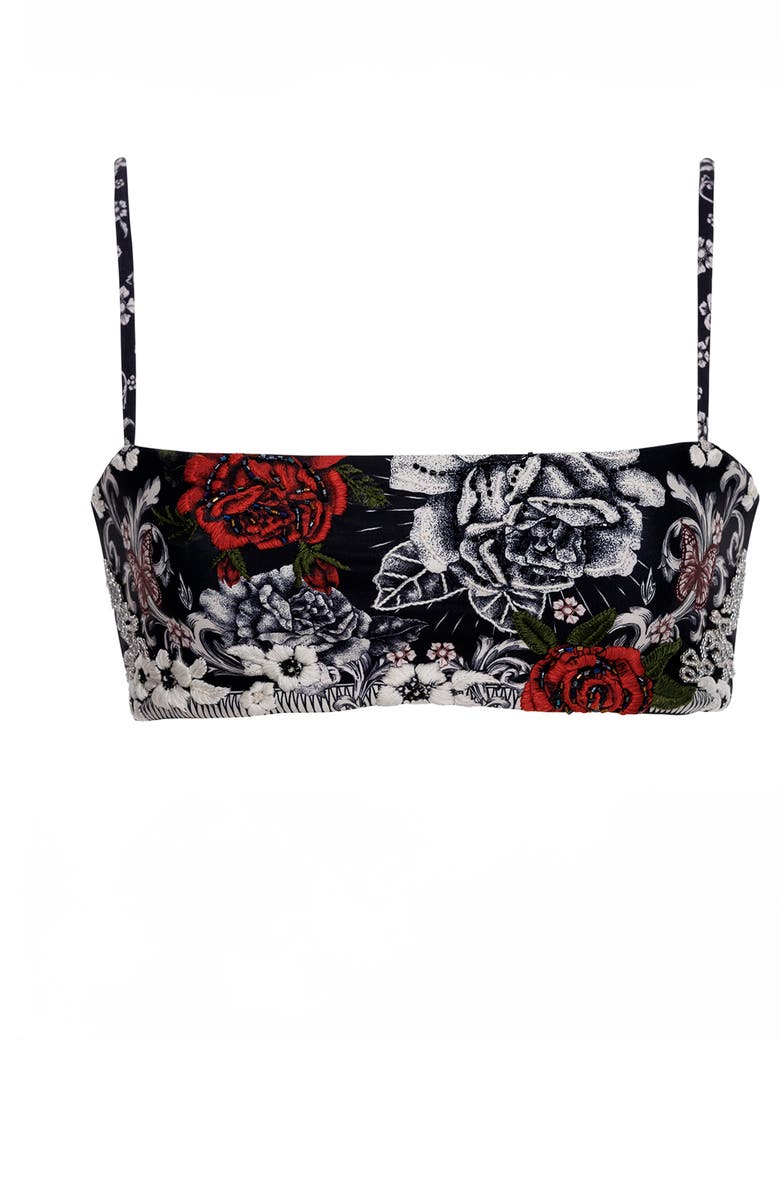 Agua Bendita Brietta Thorn Embroidered Bikini Top, Alternate, color, Black Multicolor