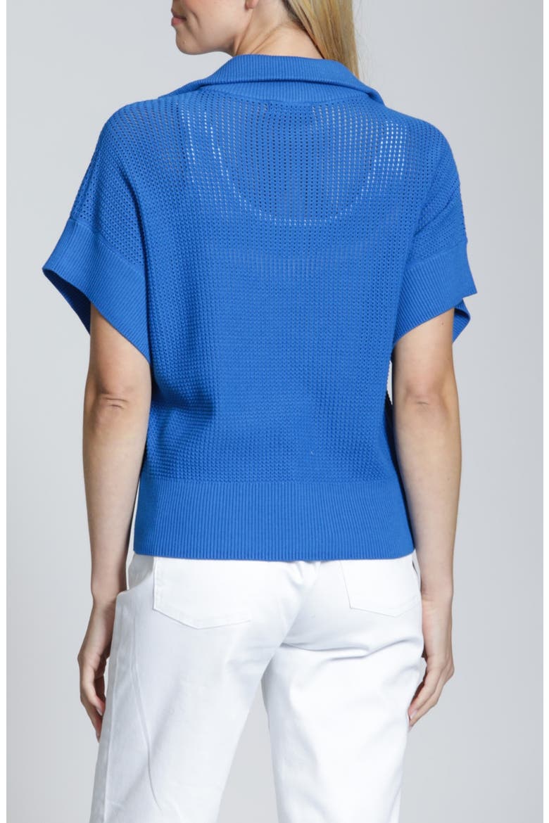Open Stitch Quarter Zip Sweater, Alternate, color, COBALT BLUE