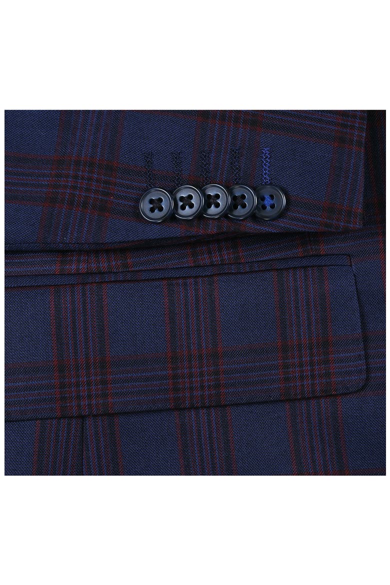 Trim Fit Plaid Two-Button Suit, Alternate, color, BLUE
