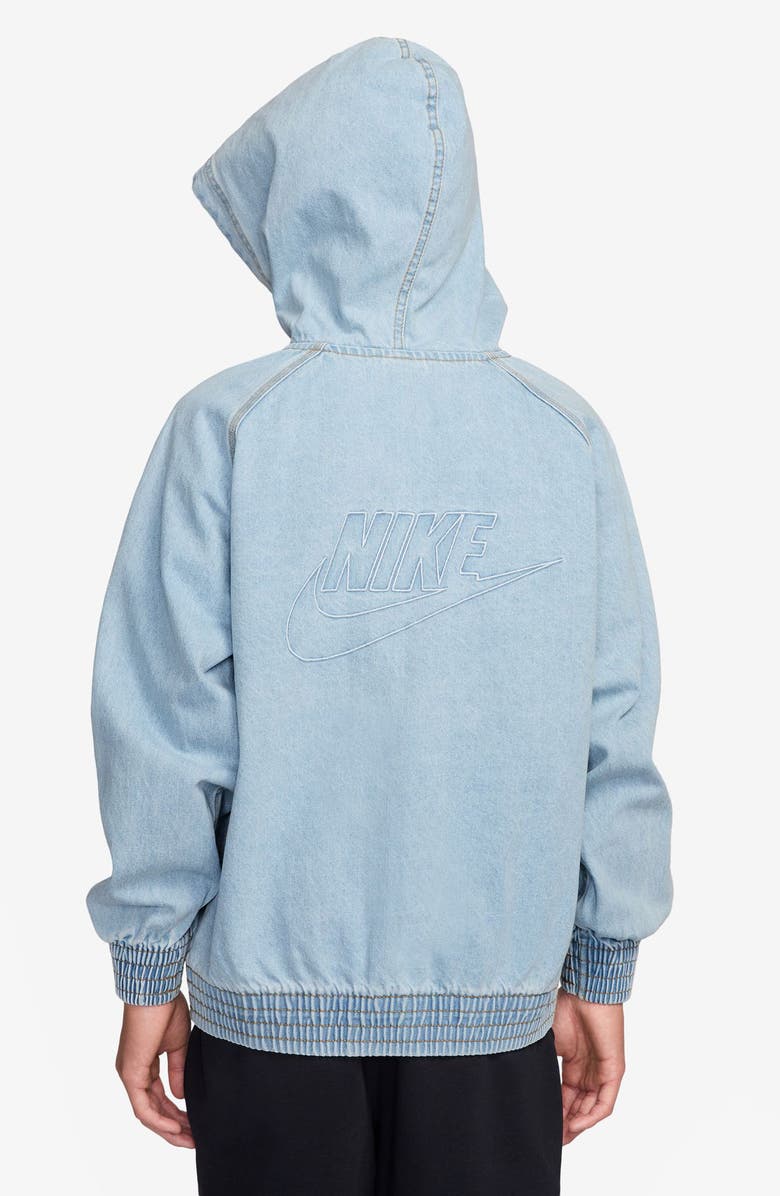 Nike Kids' Sportswear Denim Hooded Zip-Up Jacket, Alternate, color, Light Armory Blue/ Armory Blue