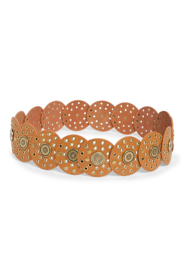 Concho Grommet Disc Belt, Main, color, COGNAC