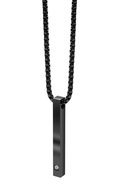 Men's Stainless Steel Vertical Bar Pendant Necklace