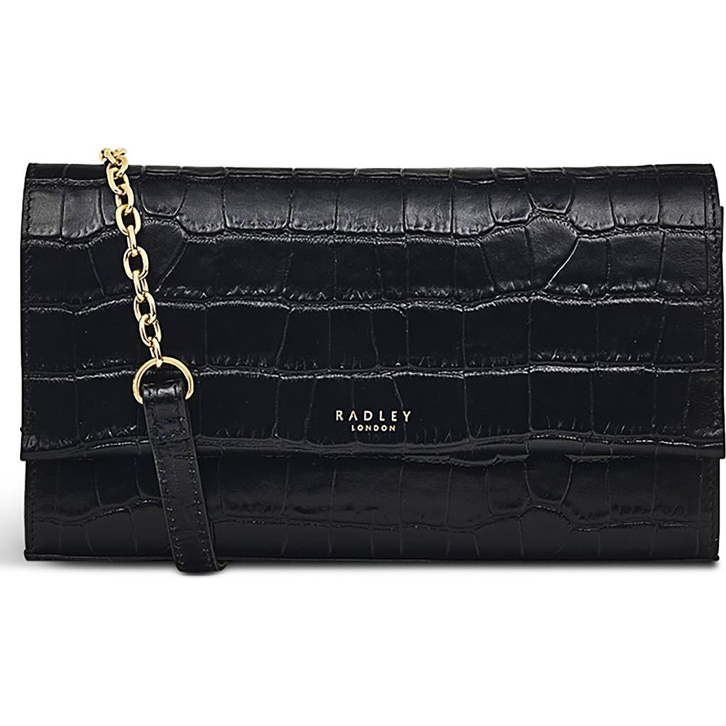 Radley Chancery Row Mini Croc Embossed Leather Crossbody Bag In Black