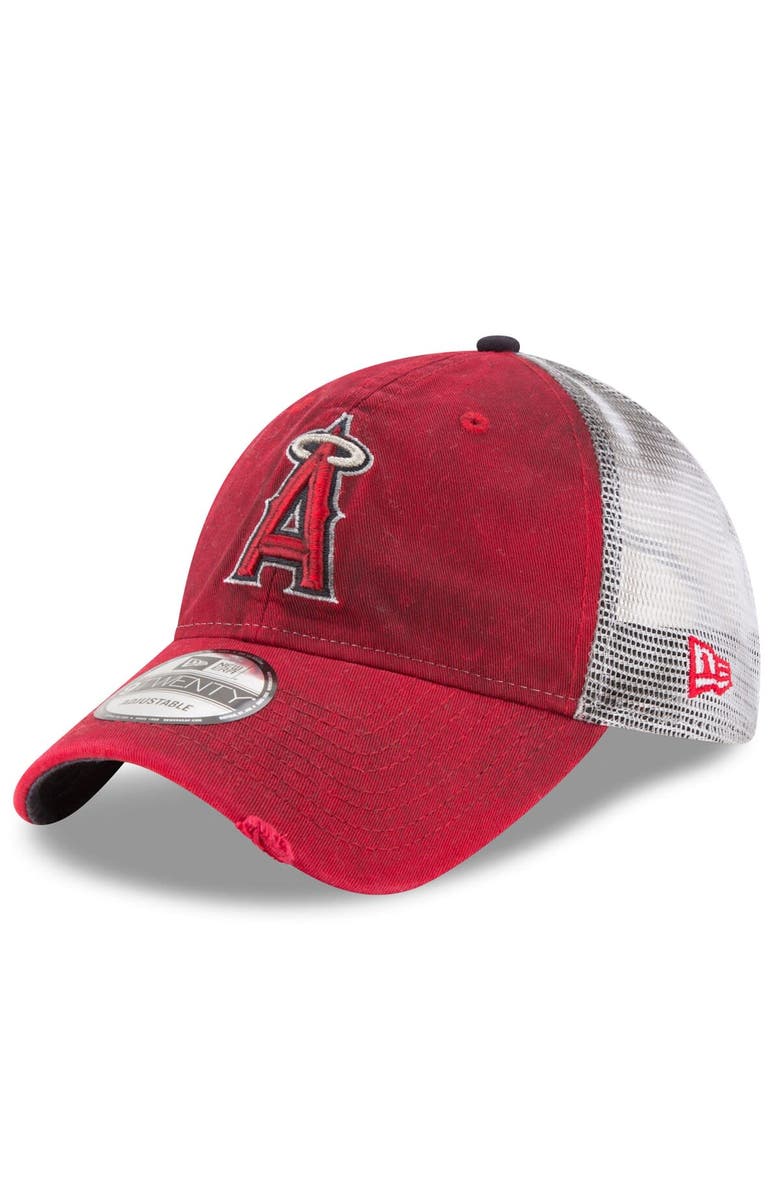 New Era Men's New Era Red Los Angeles Angels Team Rustic 9TWENTY Trucker Adjustable Hat, Main, color, 