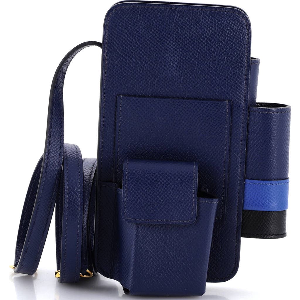 Pre-owned Hermes Hermes Hermesway Phone Case Crossbody Bag Epsom In Blue