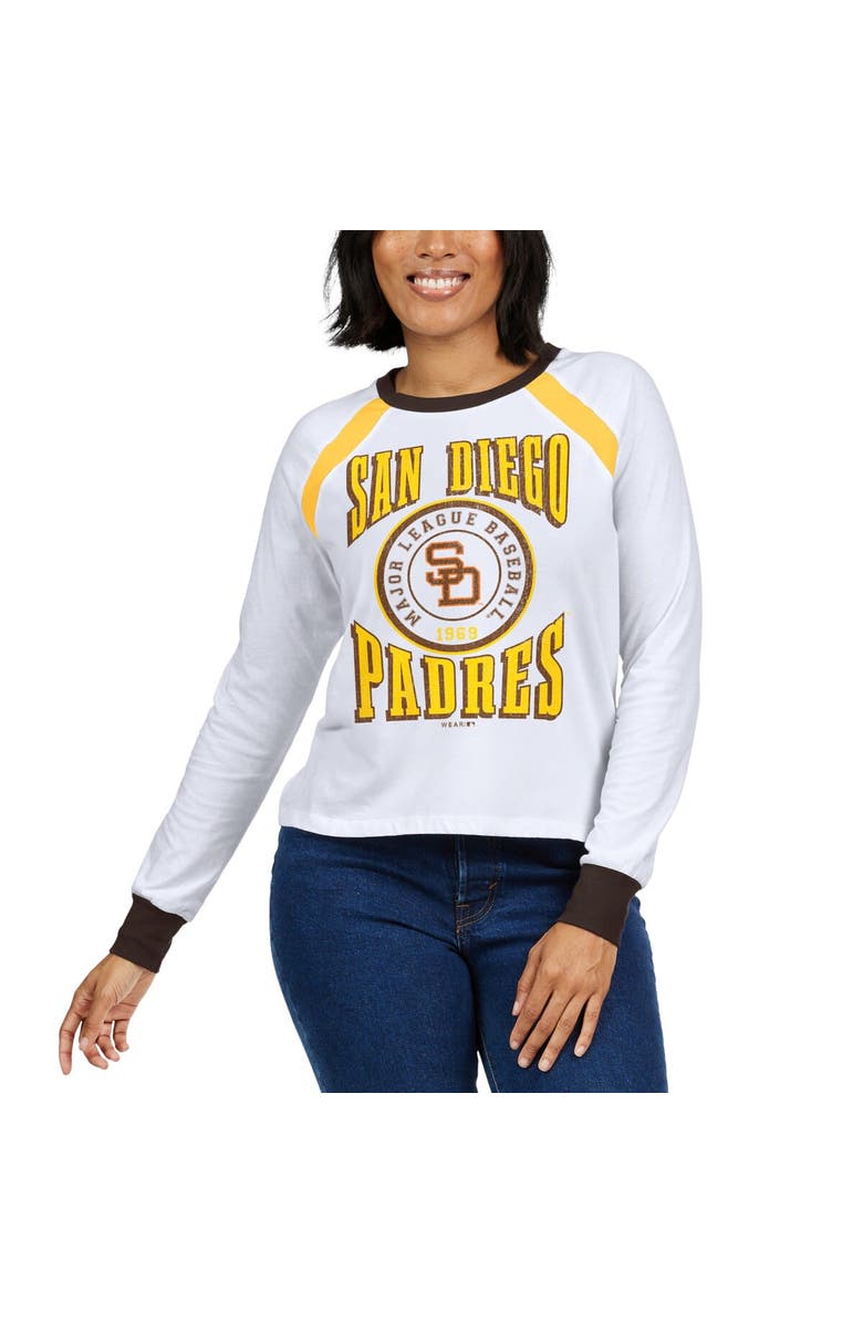 WEAR by Erin Andrews Women's WEAR by Erin Andrews White San Diego Padres Raglan Long Sleeve T-Shirt, Alternate, color,