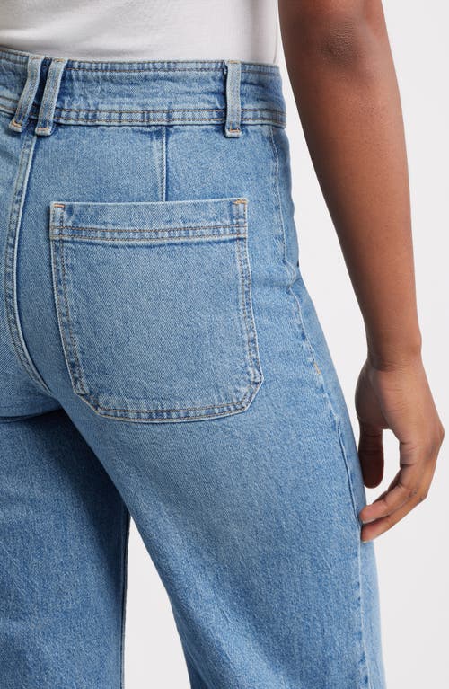 Mango Catherin Raw Hem High Waist Culotte Jeans In Blue