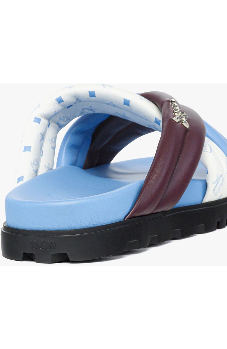 MCM Monogram Cross Sandals in Lamb Leather, Alternate, color, Winetasting