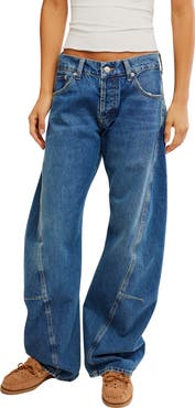 Free People Fable Low-Rise Twisted Bowed Jeans