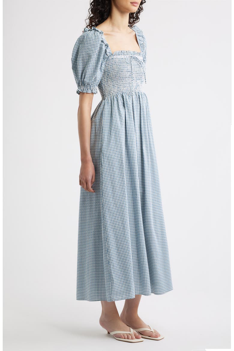 The Scarlett Nap® Fit & Flare Midi Dress, Alternate, color, TEAL GINGHAM