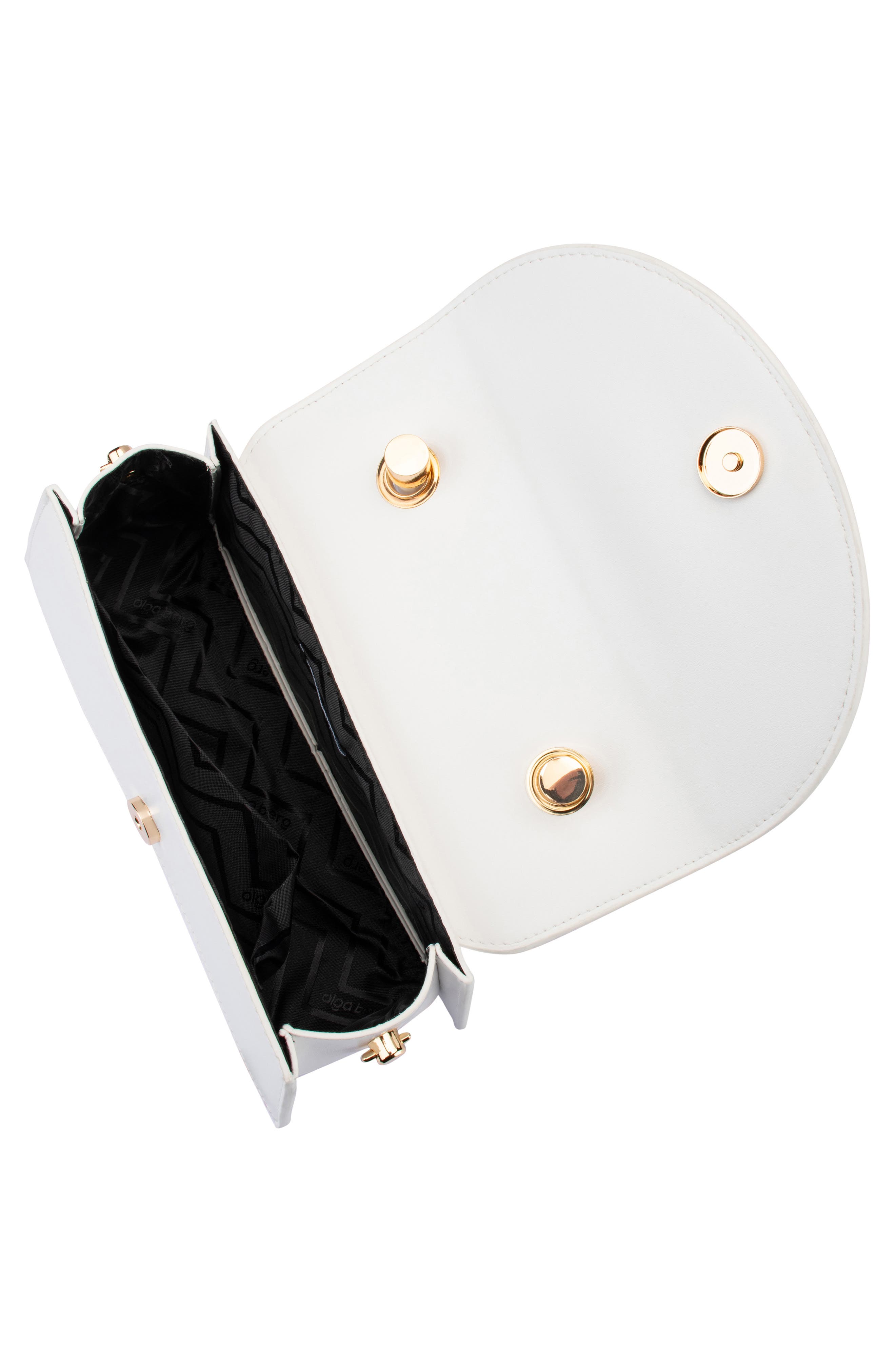 Olga Berg Phoebe Faux Leather Top Handle Bag, Alternate, color, White