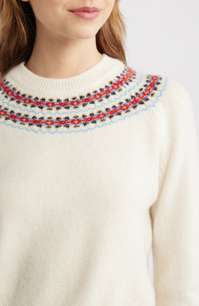 DÔEN Boniface Fair Isle Sweater, Alternate, color, Ivory Annecy Fair Isle