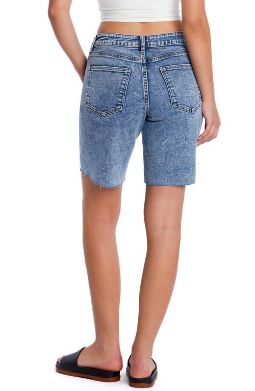 Hint Of Blu Cool Summer Raw Hem Long Denim Shorts In Blue Love