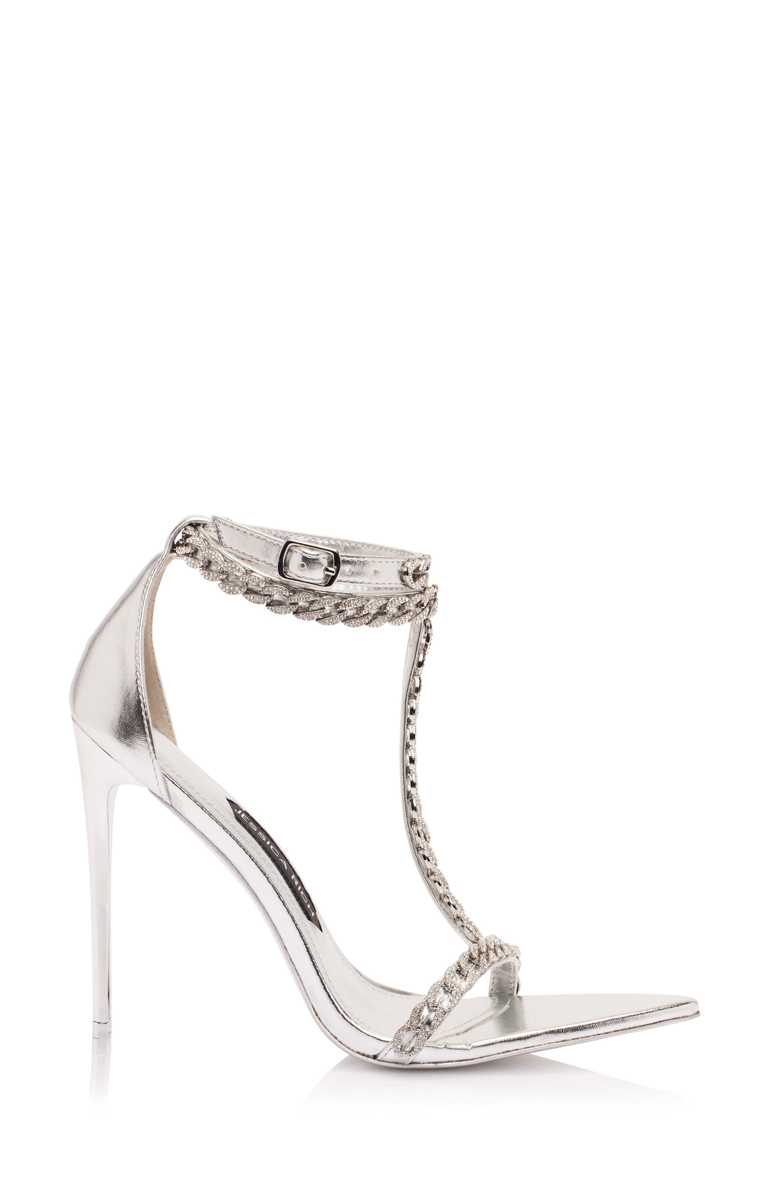 Luxe T-Strap Sandal, Alternate, color, SILVER