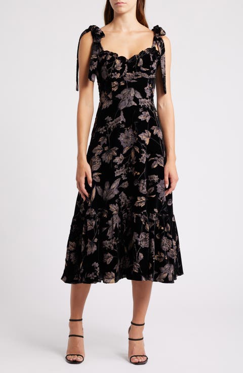 Sweetest Era Floral Tie Strap Cocktail Dress