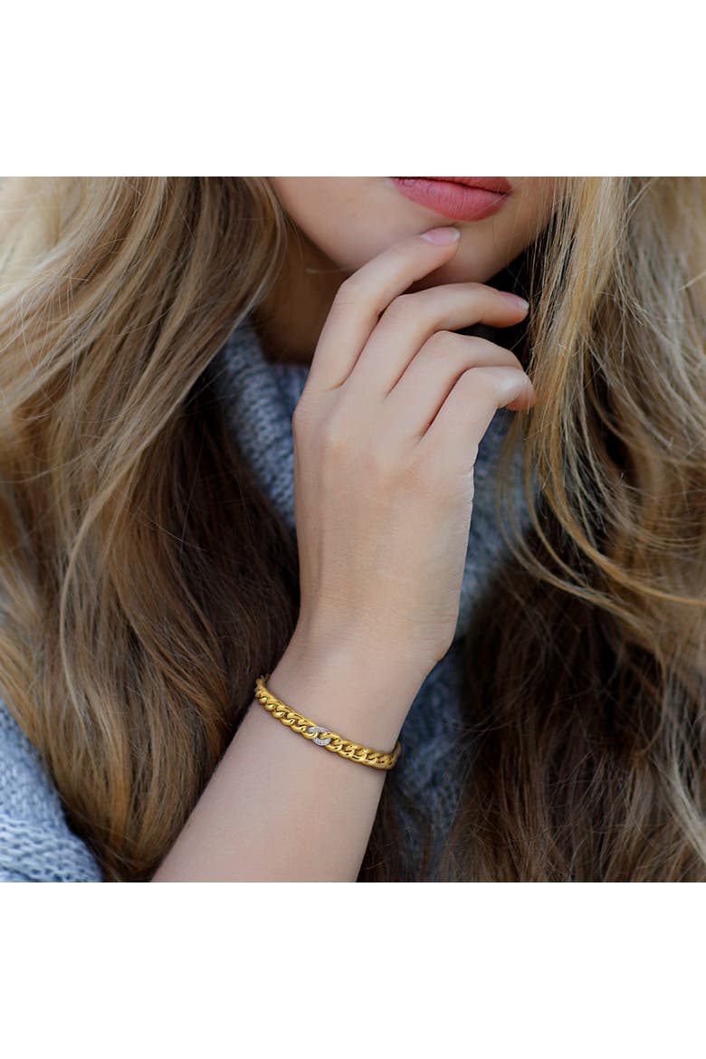 Diamond Curb Link Bracelet 14k, Alternate, color, 14k Gold