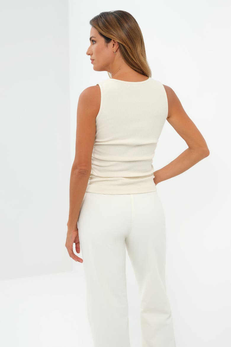 Miranda Ribbed Tank Top with Side Ruching, Alternate, color, Ivory