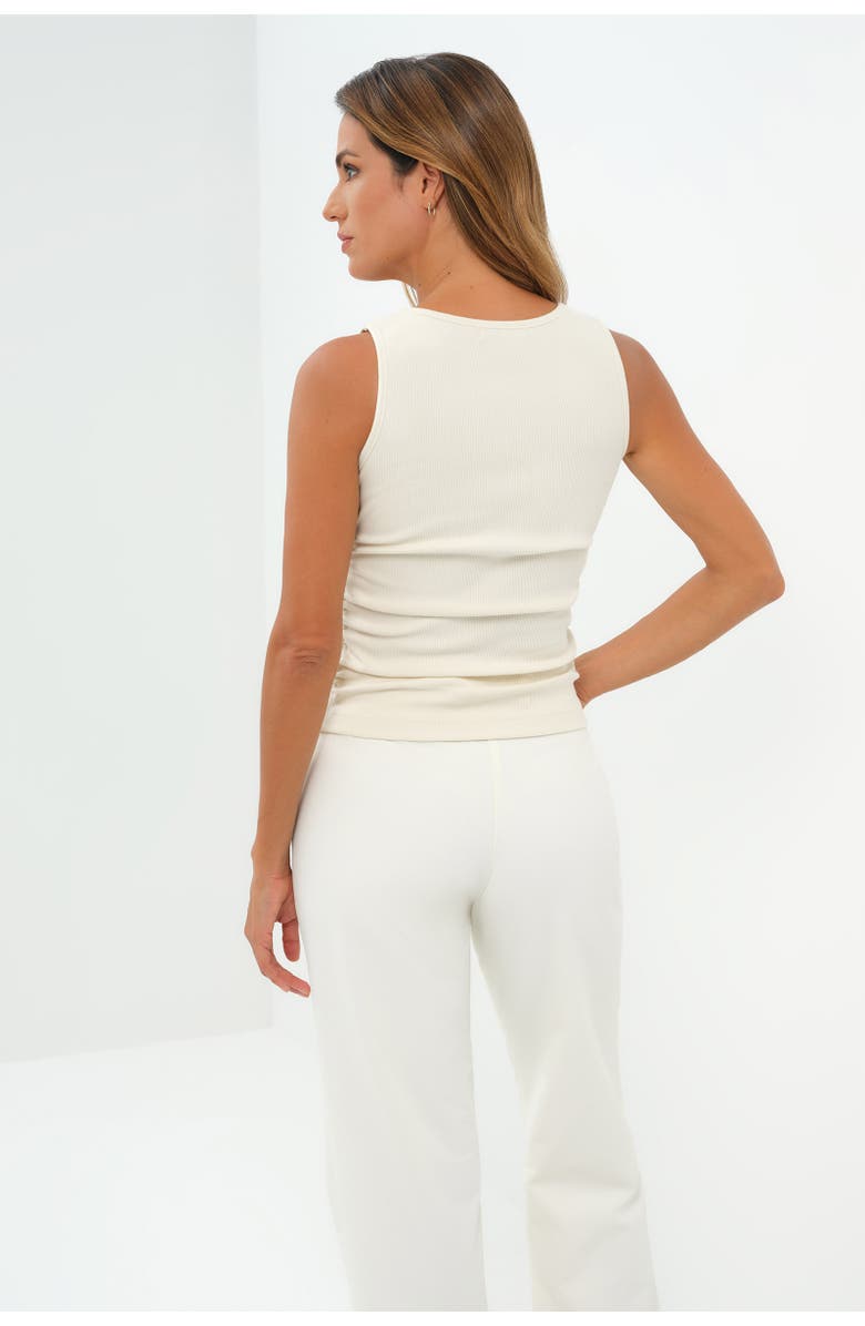 Anatomie Miranda Ribbed Tank Top with Side Ruching, Alternate, color, Ivory