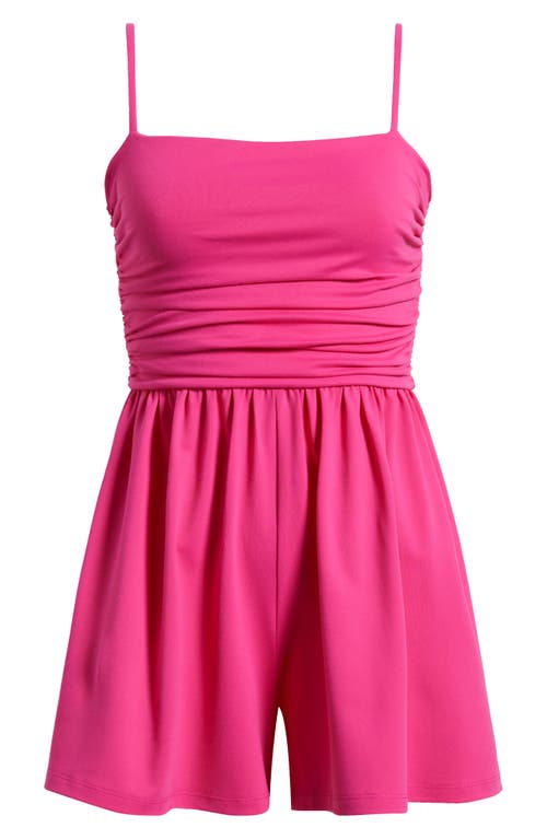 Susana Monaco Rectangular Wire Notch Ruched Romper In Hot Pink