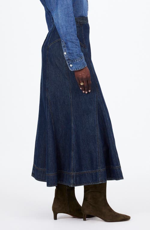 Madewell Airy Denim Midi Circle Skirt In Blue