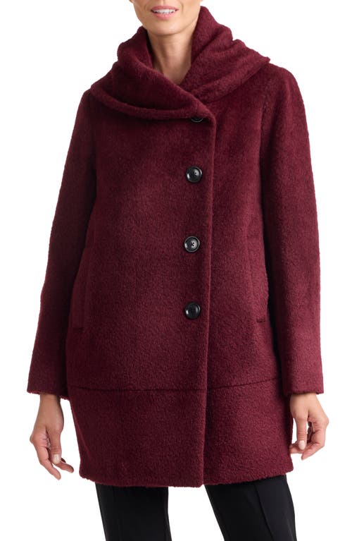 Sofia Cashmere Cocoon Wool & Alpaca Blend Bouclé Coat in Bordeaux 