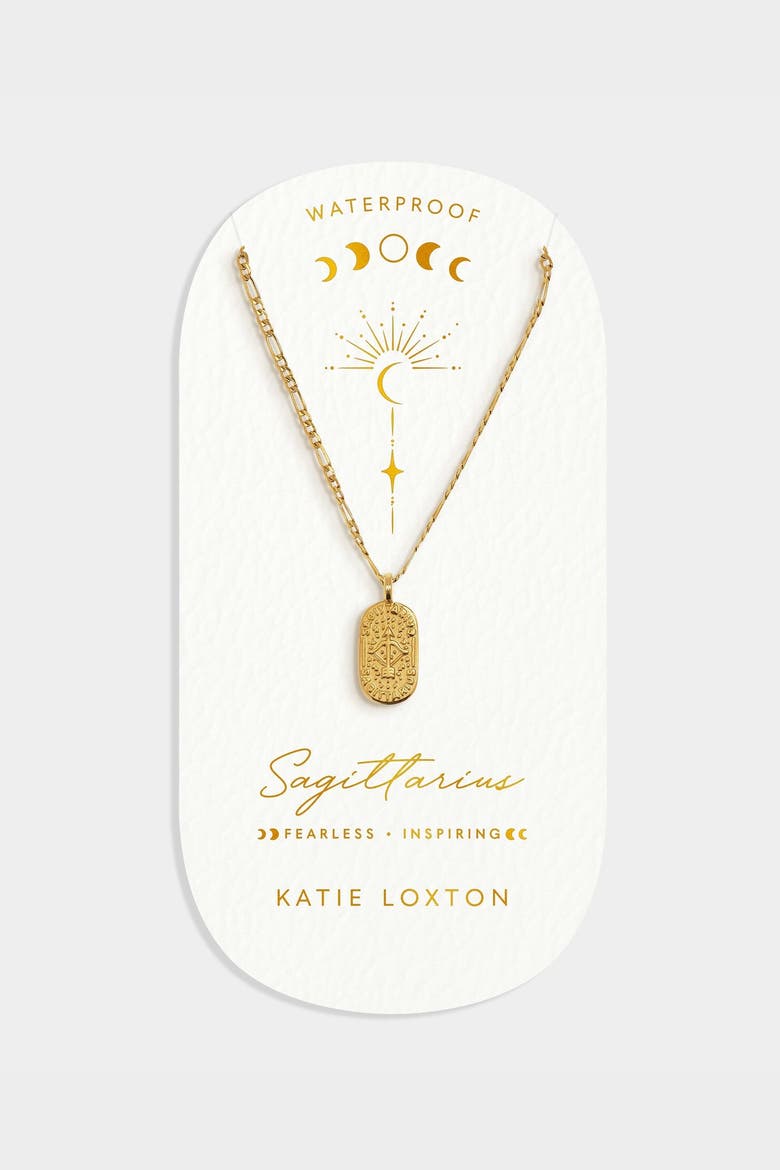 'Sagittarius' Waterproof Gold Zodiac Necklace, Main, color, GOLD