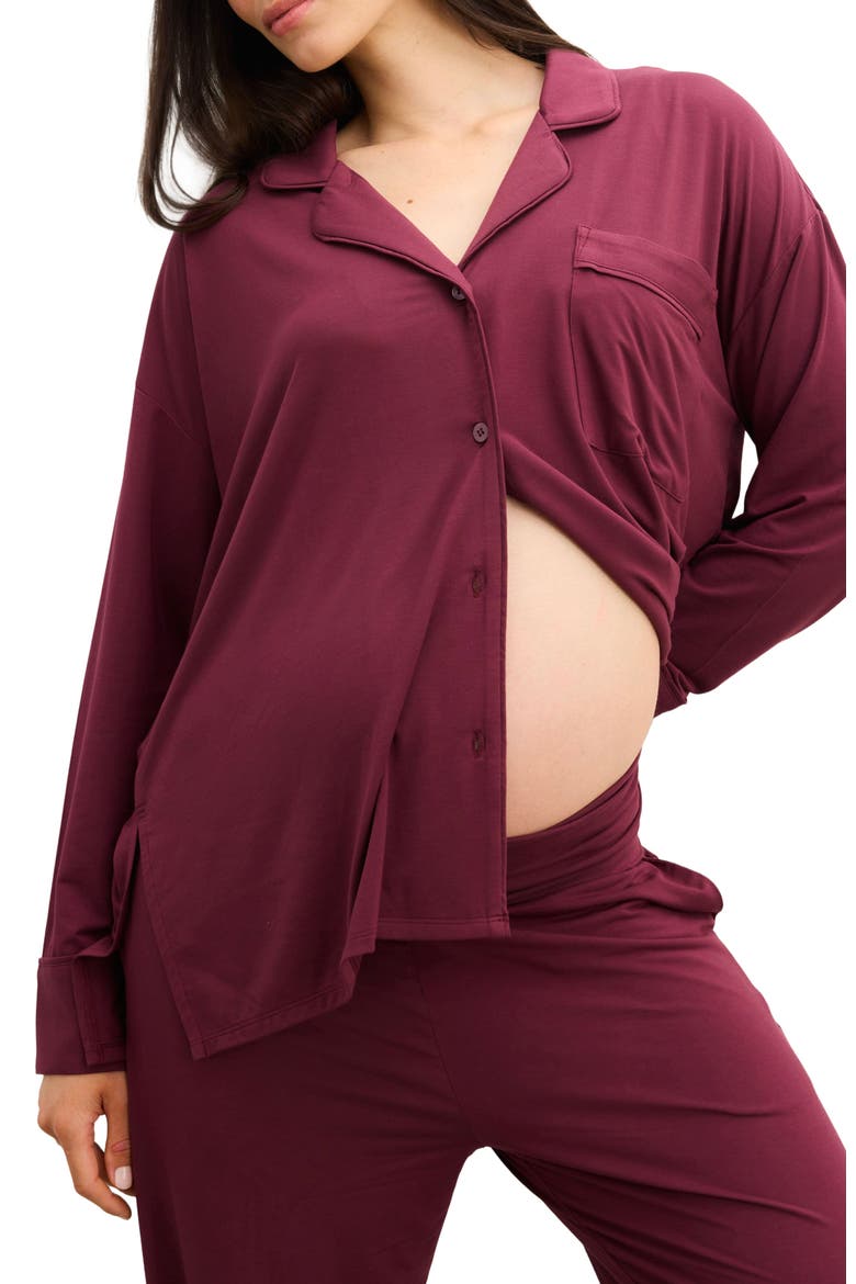 The Ultra Soft Jersey PJ Set, Alternate, color, Port
