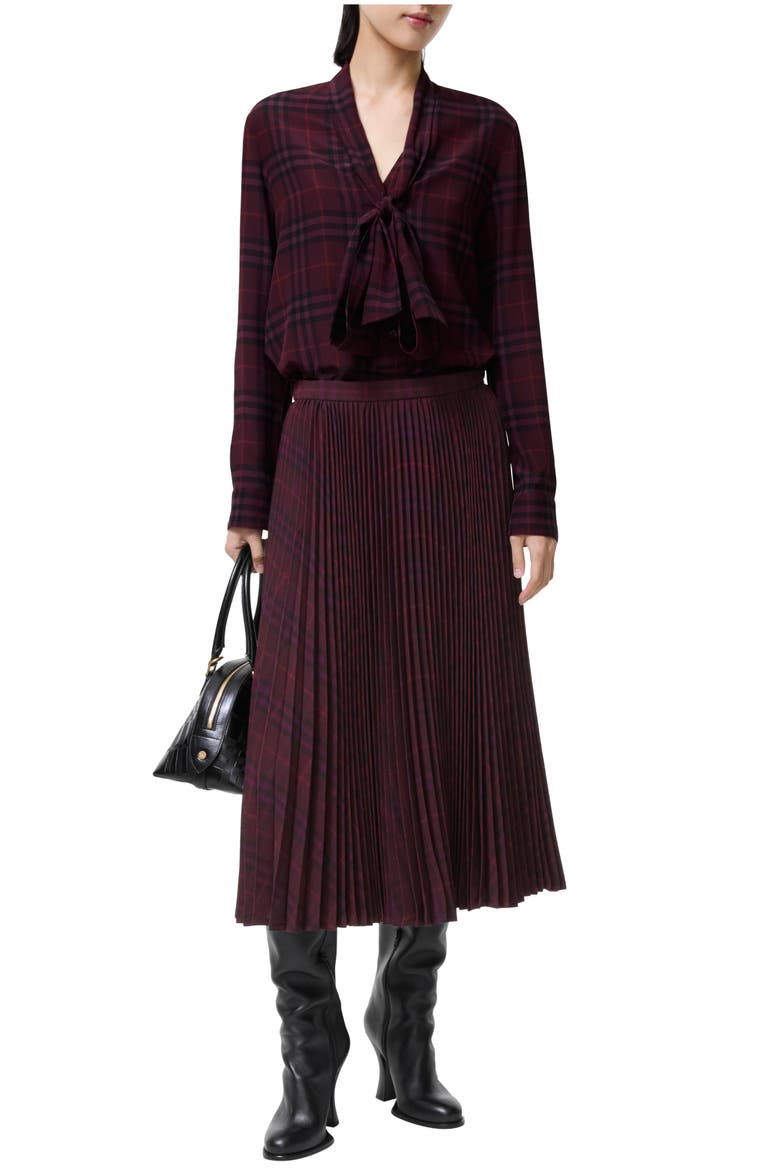 Pleated Wool Midi Skirt, Main, color, Acer purple