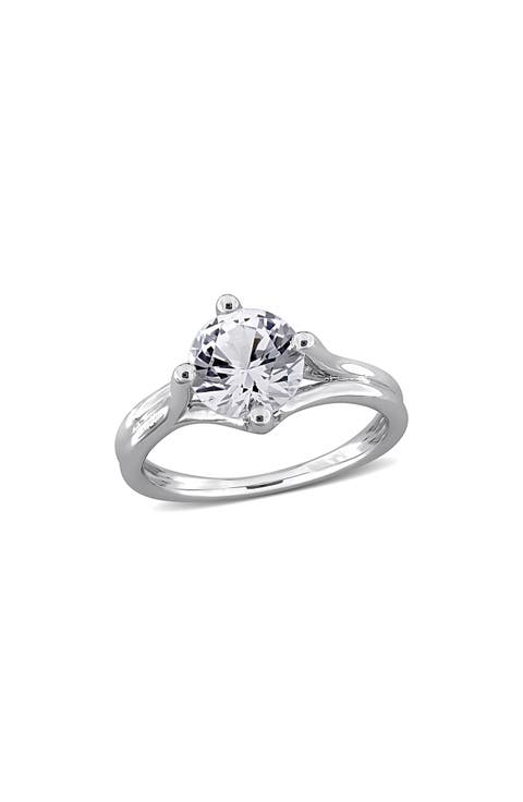 Created White Sapphire Solitaire Ring