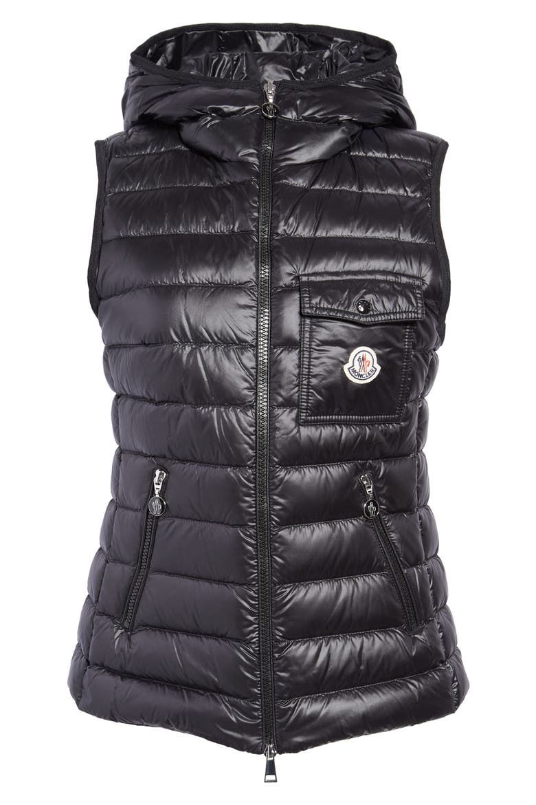 Glygos Quilted Nylon Hooded Down Vest, Alternate, color, BLACK